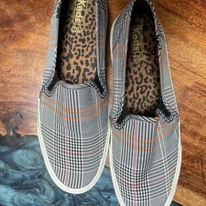 Keds Woman Slip On 9.5 White Gray Red Plaid New In Box